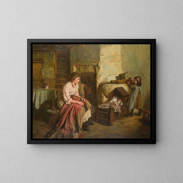Äitiys - Walter Langley — kehystetty taideteos seinällä
