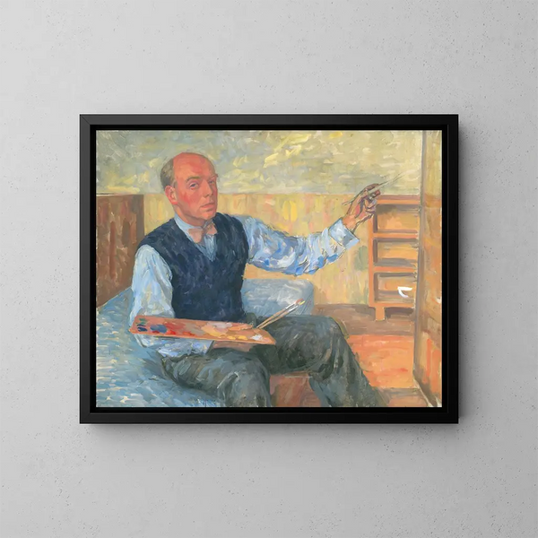 Autoportrait avec palette et pinceau - Walther Gamerith — kehystetty taideteos seinällä