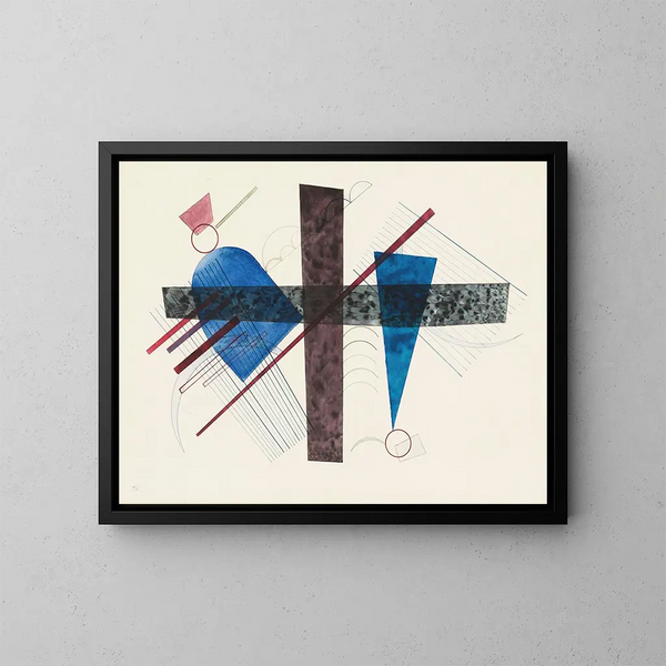 Sininen ympyrässä ja kärjessä - Wassily Kandinsky — kehystetty taideteos seinällä
