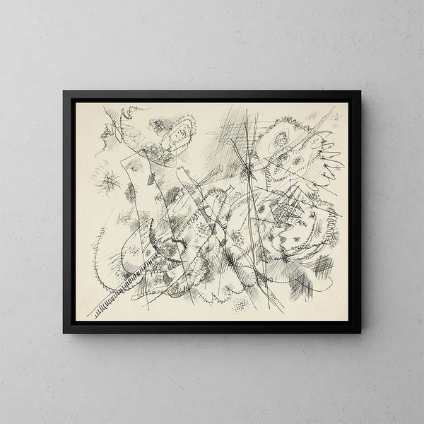 Konsepti for a kaiverrus - Wassily Kandinsky — kehystetty taideteos seinällä