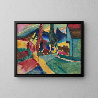 maisemasta kahdella poppelilla - Wassily Kandinsky — kehystetty taideteos seinällä