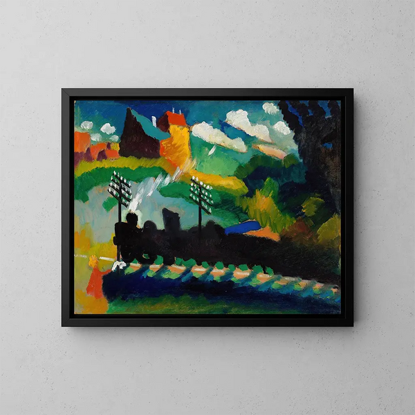 Rautatie Murnau'n lähellä - Wassily Kandinsky — kehystetty taideteos seinällä