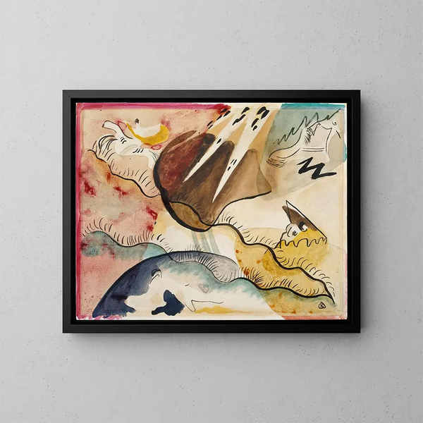 Sateen maisemaa - Wassily Kandinsky — kehystetty taideteos seinällä