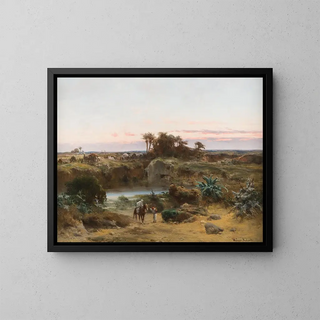 Oasis dans le désert - Werner Wilhelm Gustav Schuch — kehystetty taideteos seinällä