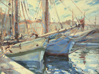 Bateaux dans un port à Saint-Tropez - Wilfrid Gabriel de Glehn — näkymä teoksesta