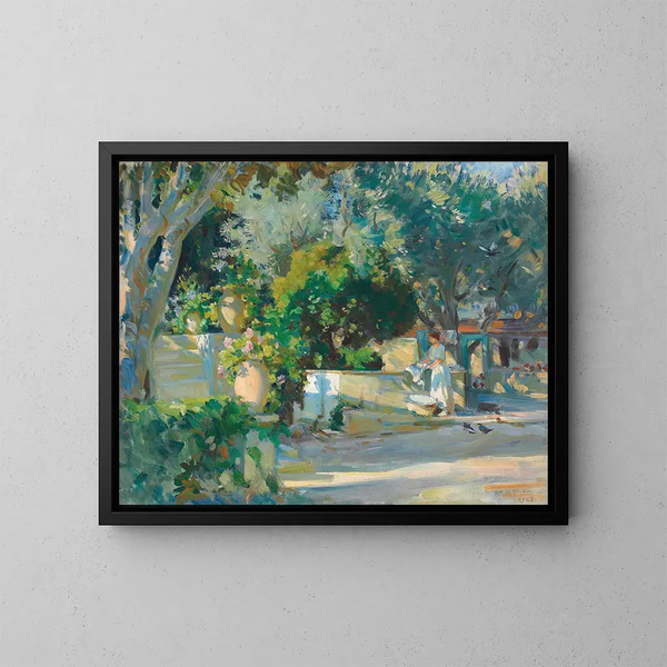 Päivä pesussa - Wilfrid Gabriel de Glehn — kehystetty taideteos seinällä