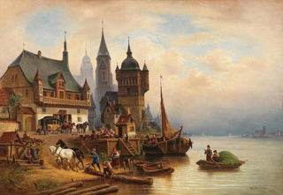 Wilhelm Alexander Meyerheim - Postkutsche im Pommerschen Hafen.webp