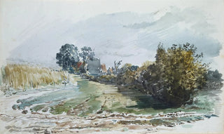 Wilhelm Busch - Weg zwischen Kornfeld und Struchern mit Katen im Hintergrund.webp