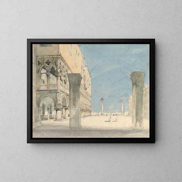 Näkymä Piazzetta de San Marco Venetsiassa - Wilhelm Gail — kehystetty taideteos seinällä