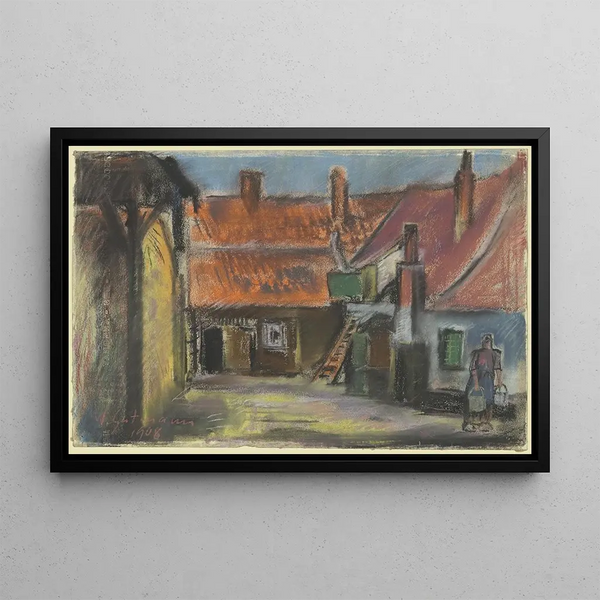 Wilhelm Gutmann - Hollndischer Bauernhof mit Wassertrgerin.webp