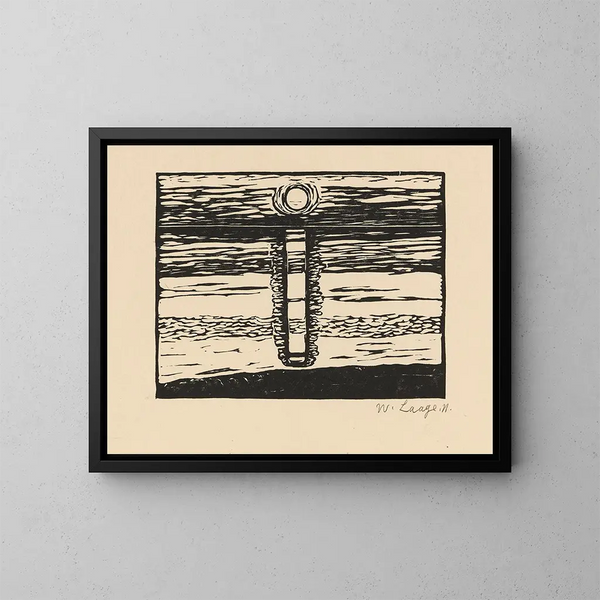 Auringonlasku Waddeninmeren rannalla - Wilhelm Laage — kehystetty taideteos seinällä