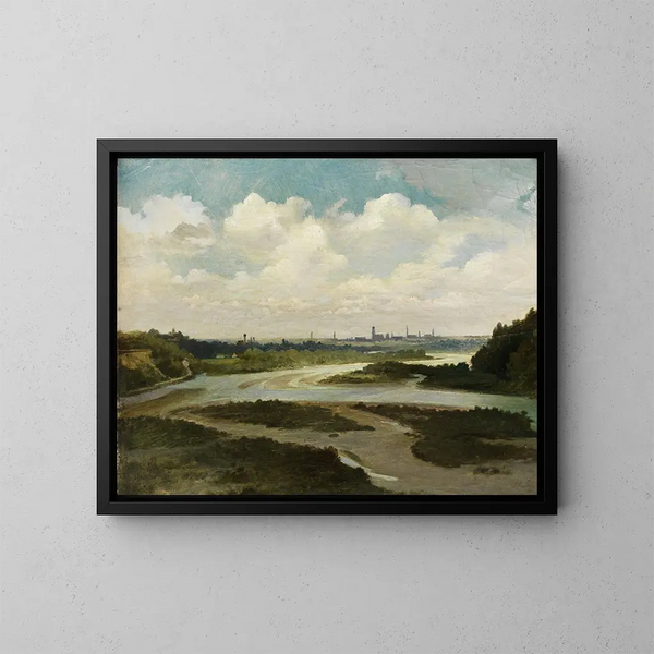 Vallée de l'Isar avec vue sur Munich - Wilhelm Lichtenheld — kehystetty taideteos seinällä