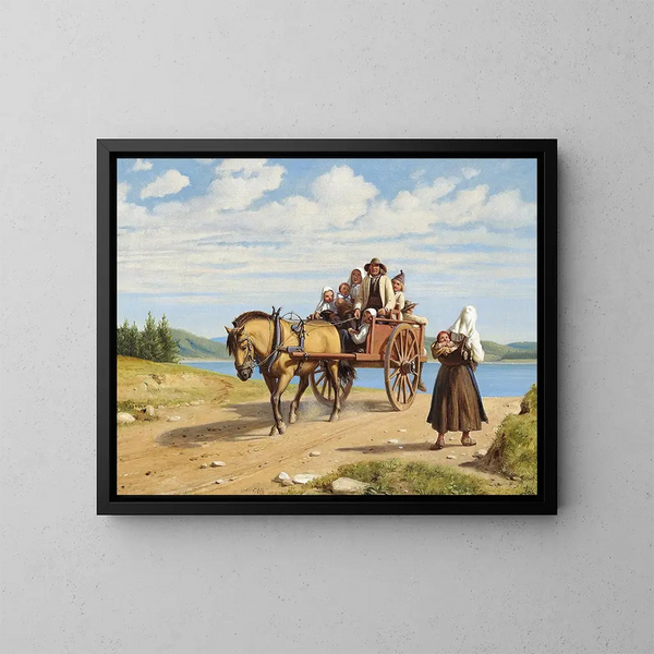 Parti de Leksand avec des dalécarliens en excursion dominicale en calèche - Wilhelm Marstrand — kehystetty taideteos seinällä
