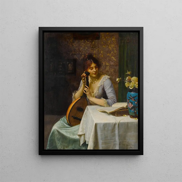 Wilhelm Menzler - Studying Sheet Music The Chinese Cloisonne Vase.webp