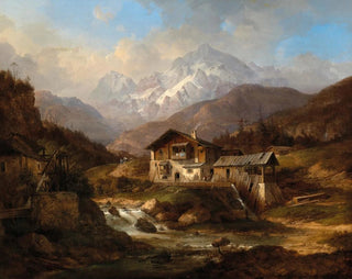 Wilhelm Scheuchzer - A Courtyard in the Swiss Mountains.webp