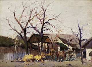 Wilhelm Sprenger - Pferdekarren in einem Bauernhof.webp