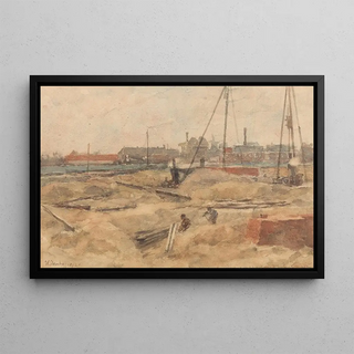 Wilhelmus Johannes Steenhoff - Bouwterrein bij het Wilhelmina Gasthuis.webp