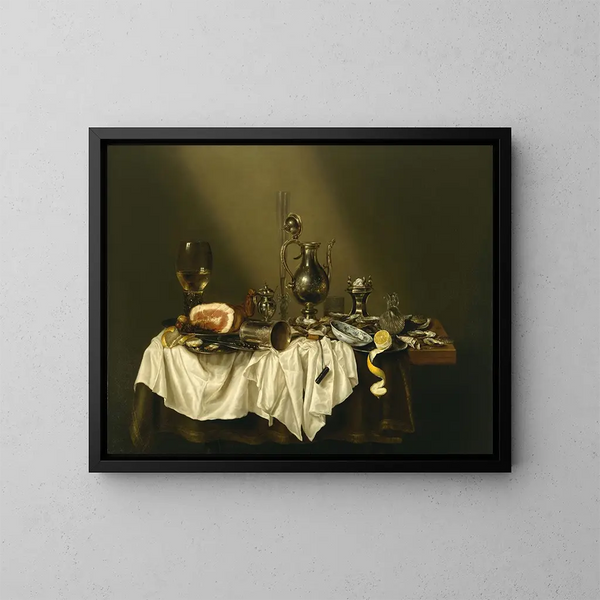 luonnonkuvaus jamon kanssa - Willem Claesz Heda — kehystetty taideteos seinällä