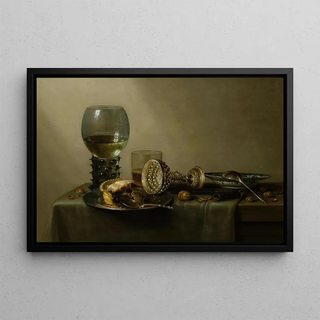 Willem Claesz Heda - Dessert still life with cake wine beer and nuts.webp