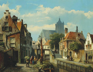Willem Koekkoek - Unloading the hay barge.webp