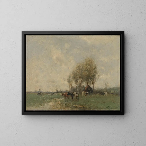 Pâturage avec des vaches - Willem Maris — kehystetty taideteos seinällä