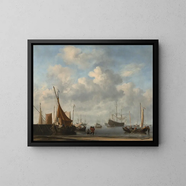 Entrée d'un port néerlandais - Willem van de Velde le Jeune — kehystetty taideteos seinällä