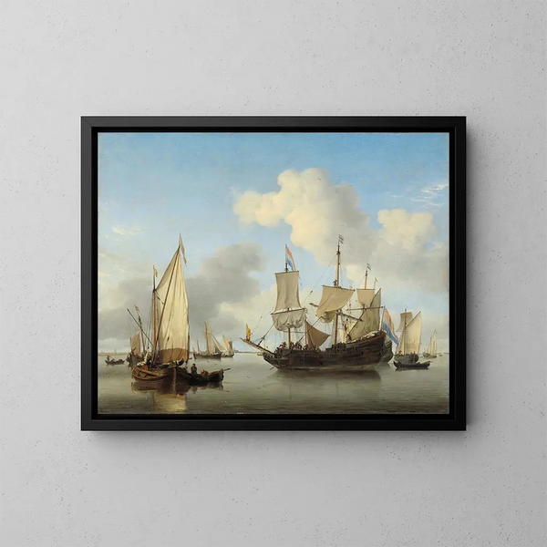 Bateaux au mouillage sur la côte - Willem van de Velde le Jeune — kehystetty taideteos seinällä
