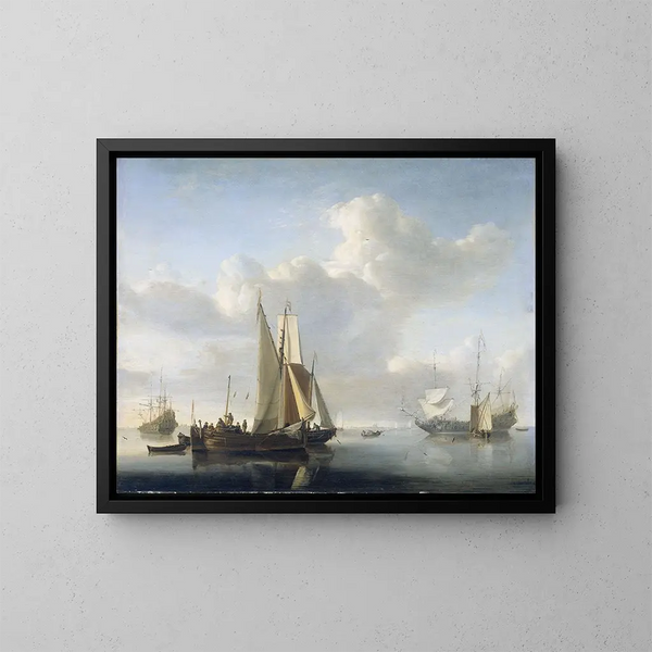 Bateaux devant la côte - Willem van de Velde le Jeune — kehystetty taideteos seinällä