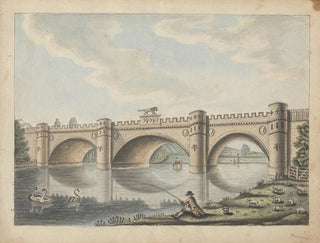 Pont au château d'Alnwick, Northumberland - William Beilby — näkymä teoksesta