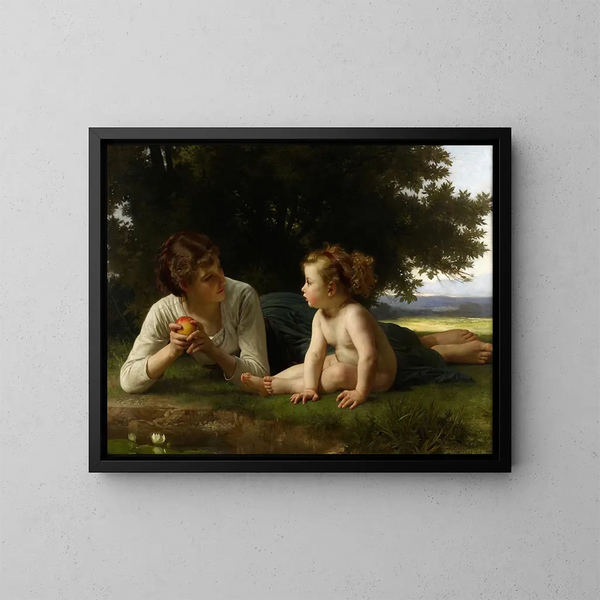 Tentation - William Bouguereau — kehystetty taideteos seinällä