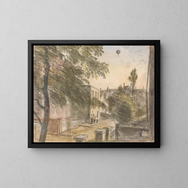 Ilmapallo Holland Streetin yläpuolella, Kensington, 22. heinäkuuta 1835, klo 19 - William Crotch — kehystetty taideteos seinällä