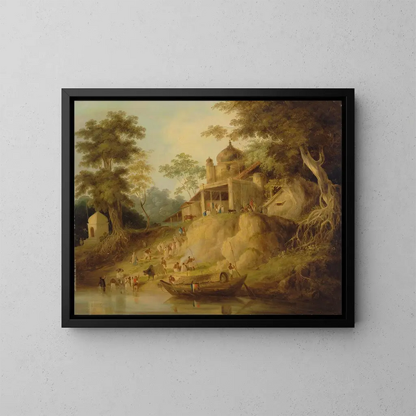 Les rives du Gange - William Daniell — kehystetty taideteos seinällä