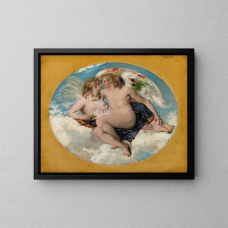 Cupidon et Psyché - William Etty — kehystetty taideteos seinällä