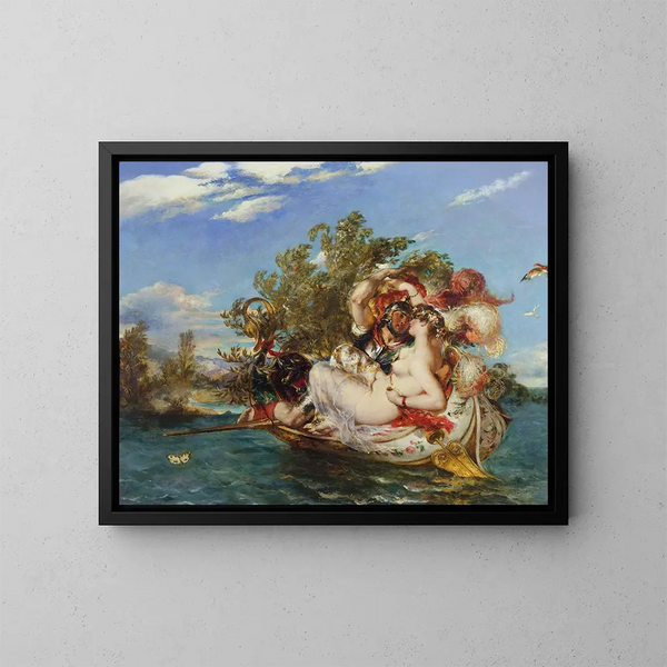 Phaedria ja Cymochles - William Etty — kehystetty taideteos seinällä