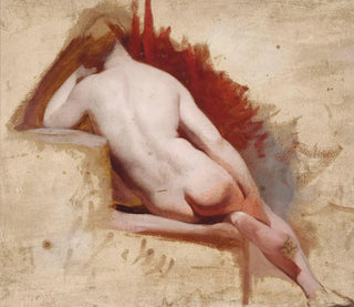Naispuvun luonnosistudiosta istuen - William Etty — näkymä teoksesta