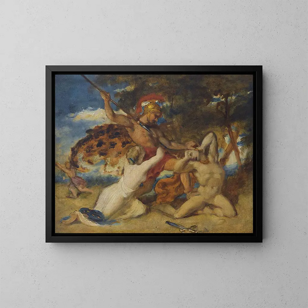 Tutkimus naisen taistelijaksi, joka puolustaa voittamattomia - William Etty — kehystetty taideteos seinällä