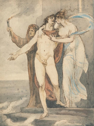 William Hamilton - Leander Taking Leave of Hero Before Swimming Back Across the Hellespont.webp