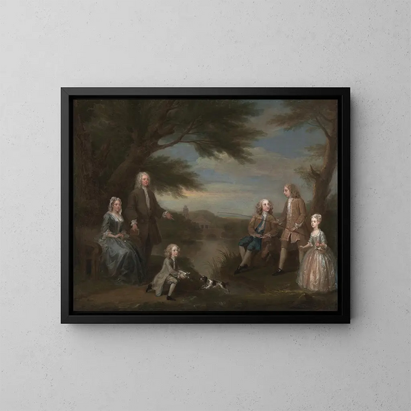 John ja Elizabeth Jeffreys ja heidän lapsistaan - William Hogarth — kehystetty taideteos seinällä