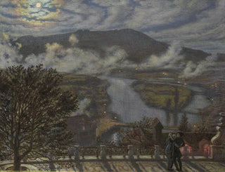 Näkymä terassilta jokimaisemasta yöllä - William Holman Hunt — näkymä teoksesta