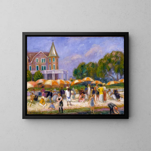 Parasols sur la plage à Blue Point - William James Glackens — kehystetty taideteos seinällä