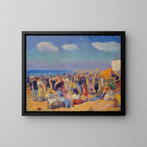 Joukkio meren rannalla - William James Glackens — kehystetty taideteos seinällä