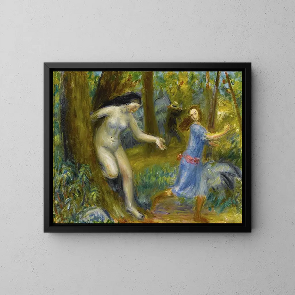 Nymfien sarja miehen kanssa - William James Glackens — kehystetty taideteos seinällä