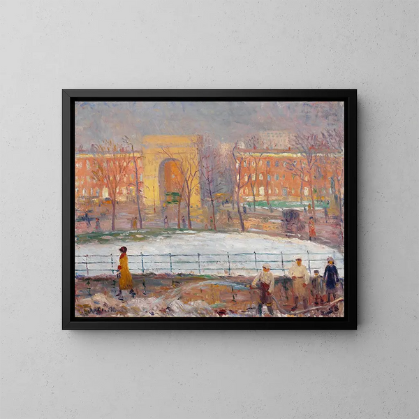 Washington Squareen kadun siivoojista - William James Glackens — kehystetty taideteos seinällä