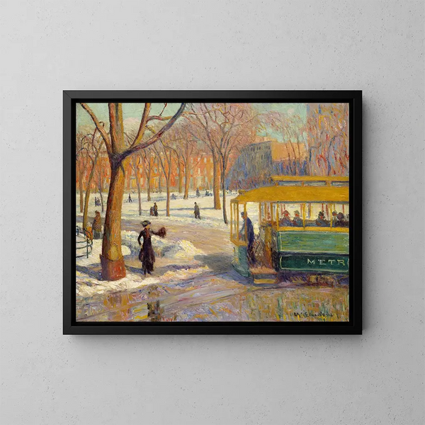 La voiture verte - William James Glackens — kehystetty taideteos seinällä