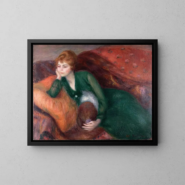 Nuori nainen vihreässä - William James Glackens — kehystetty taideteos seinällä