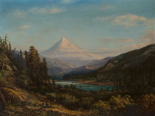 Mont Hood Little Sandy Riverin rannalta - William Keith — näkymä teoksesta
