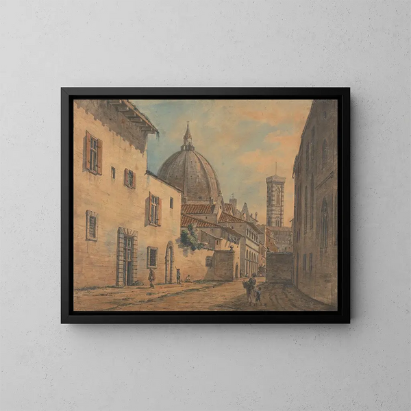 Yksi katu Firenzeen kanssa Duomo ja Campanile taustalla - William Marlow — kehystetty taideteos seinällä