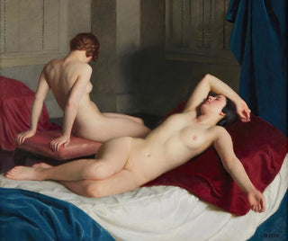 Sisätiloissa kahden alaston - William McGregor Paxton — näkymä teoksesta