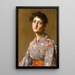 Nuori tyttö japanilaisessa puvussa - William Merritt Chase — kehystetty taideteos seinällä