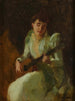 Nainen soittamassa kitaraa - William Merritt Chase — näkymä teoksesta